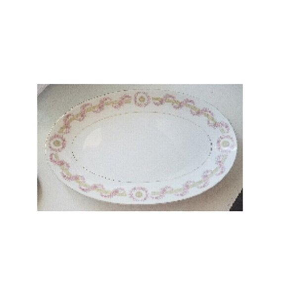 Relish Plate Oval Cheryl by ROYAL M-MITA 10" long Floral Pink - Picture 2 of 12